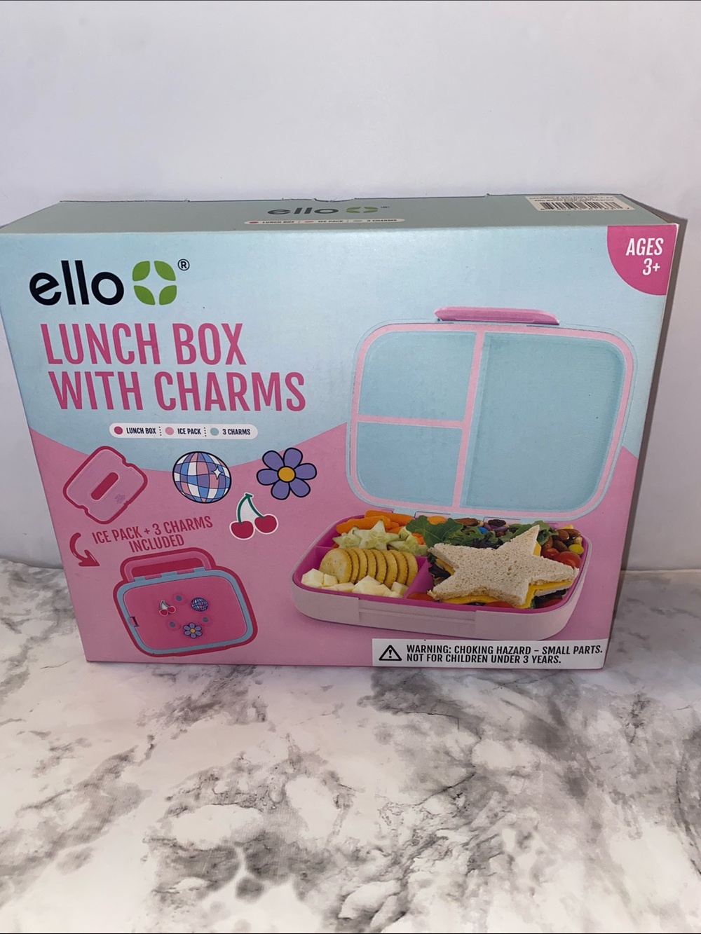 ello Pink & Light Blue Kids Lunch Box with Charms